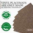 thumbnail image 3 of CraftyCrocodile Placemats Set of 6 - Classic Vinyl Dining Table Place Mats 12 x 18 Inch Brown, 3 of 11