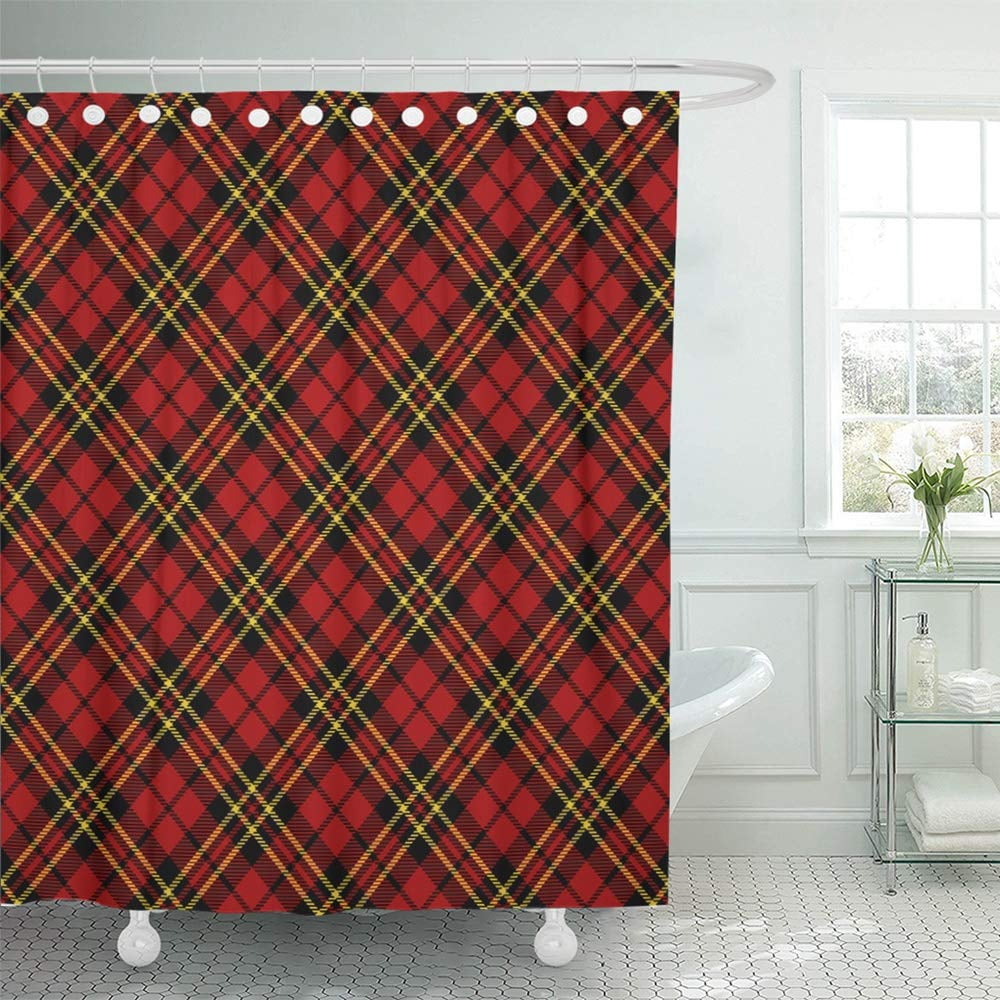 PKNMT Red Plaid Tartan Pattern Yellow Scottish Irish Classic Abstract
