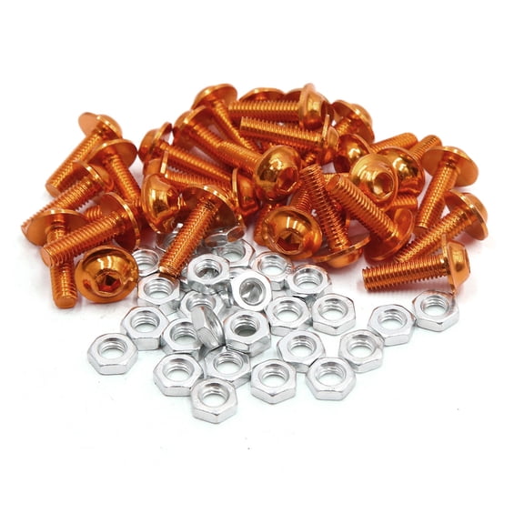 Unique Bargains 30Pcs M6 Orange Aluminum Alloy Hex Socket Head Motorcycle Bolts Screws Nuts Set