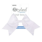 Styled Basics White Grosgrain Hair Bow with Pre-Attached Elastic Hair Band