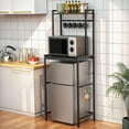 thumbnail image 5 of Mini Fridge Stand with Storage, 2-Tier Kitchen Microwave Stand with Storage Mini Fridge Shelf Height Adjustable Bakers Rack with 8 Hooks for Dorm, Living Room, Offices, Black, 5 of 6