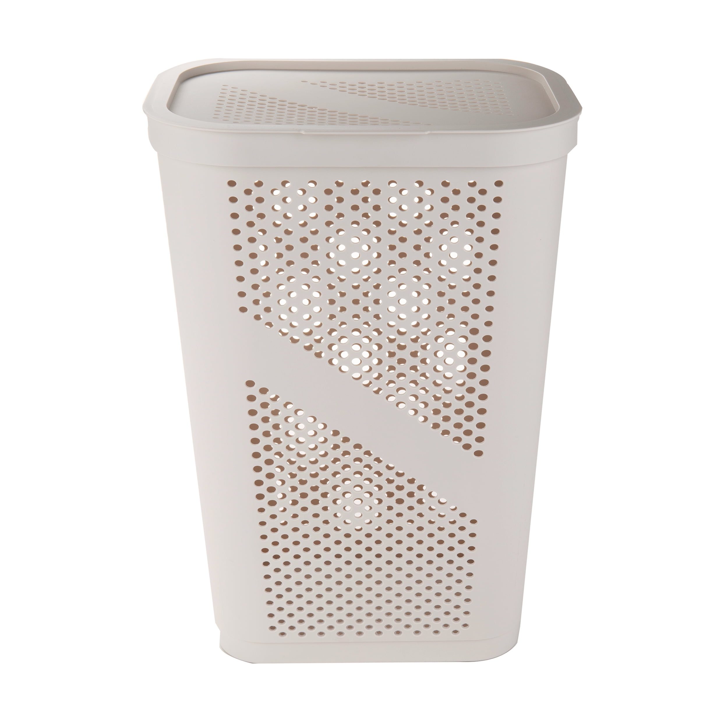 Mind Reader 60L Slim Laundry Hamper, Clothes Basket, Lid, Ventilated, Plastic, Set of 2, Ivory