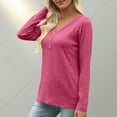 thumbnail image 7 of Ounisa Womens Tops Long Sleeve Shirts Fall Winter Casual V Neck Button Knit Pullover Lightweight Tunic Blouse, 7 of 7