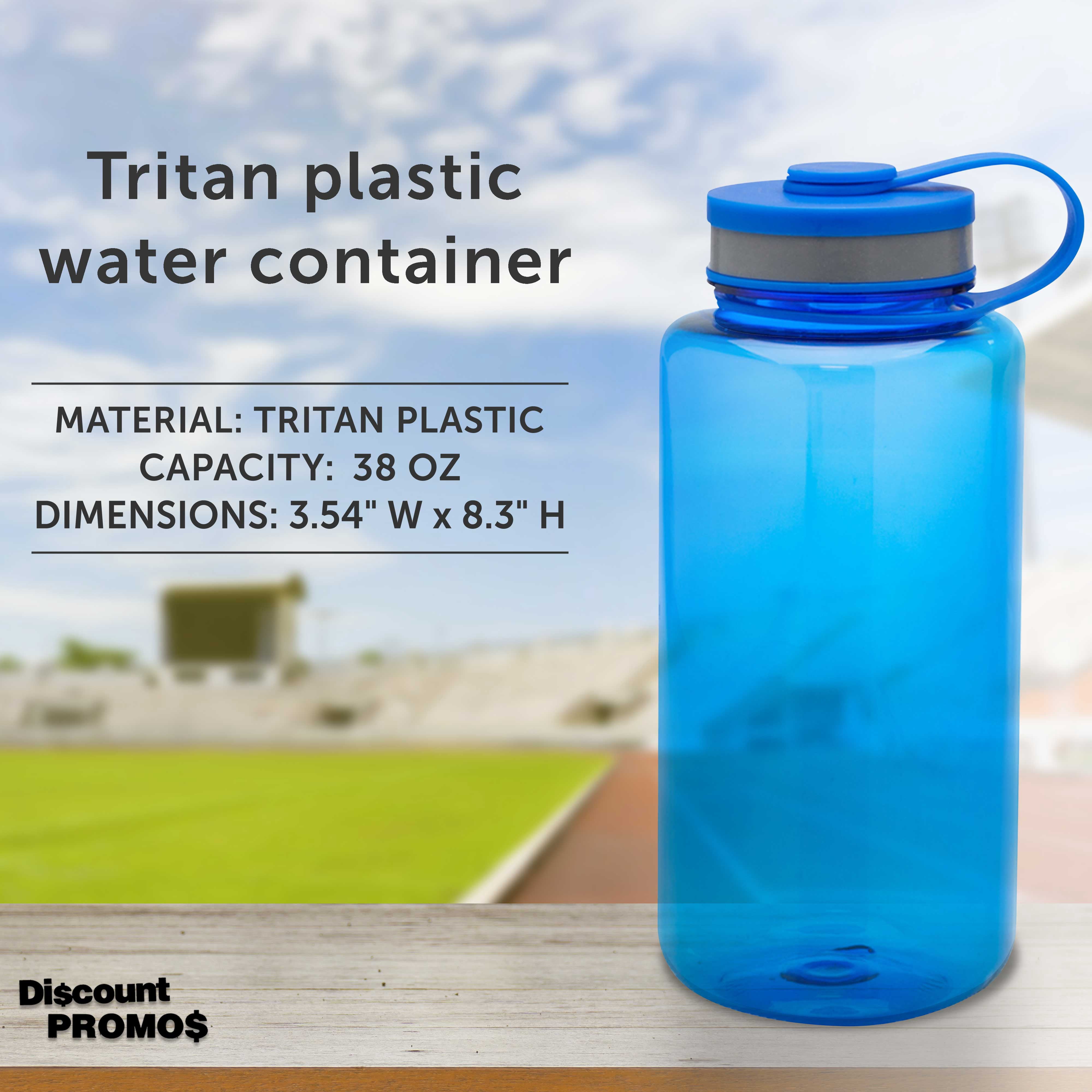 Plastic Sports Water Bottles with Flip Lid 38 oz. Set of 10, Bulk Pack - Great for Gym, Hiking, Cycling, Camping, Backpacking, School - Blue
