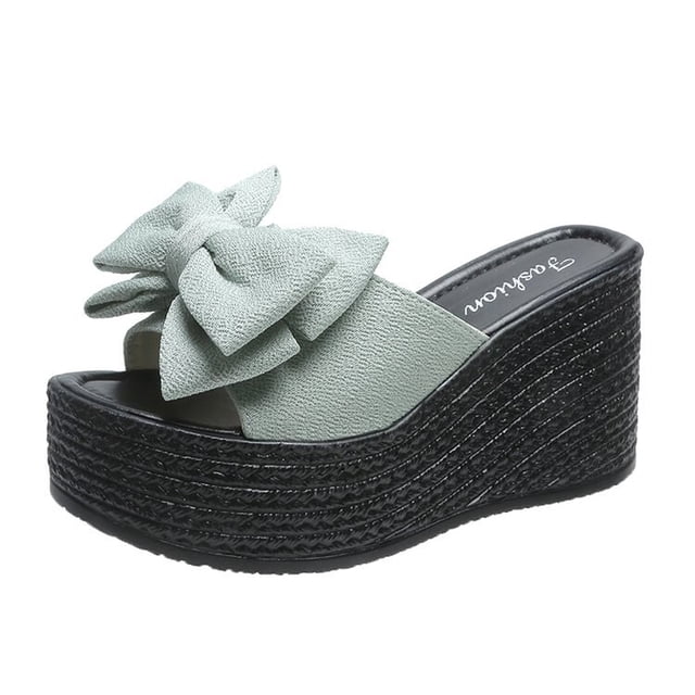 NOVEDAD DE VERANO 2022, zapatillas cómodas de cuña con personalidad para mujer, sandalias con plataforma y lazo deslizantes, zapatos de playa cómodos para mujer 36 Gao Jinjia LED