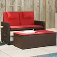 thumbnail image 1 of vidaXL Reclining Garden Bench with Cushions Brown Poly Rattan, 1 of 5