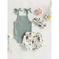 thumbnail image 4 of Hirigin Newborn Baby Girl Western Outfits Ribbed Tank Romper Top and Cow Print Shorts Headband 3 6 12 18 Months Summer Clothes Set, 4 of 8