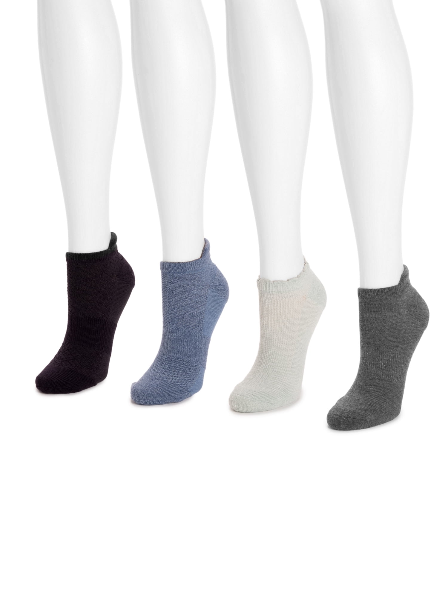 MUK LUKS Women's Dream Step Low-Cut Ankle Socks, 4-Pack, OSFM