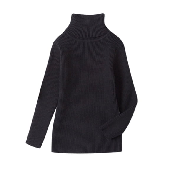 Odeerbi Turtleneck Sweater for Kids Toddler Baby Knit Sweater Soft Solid Warm Sweater Crochet Pullover Black