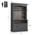 thumbnail image 2 of BeesClover Coffee Bar Cabinet with LED Lights 72" Tall Buffet Cabinet with Storage Farmhouse Kitchen Sideboard Tall Coffee Hutch with Microwave Stand/Wine Rack/Glass Shelf Dining Roo, 2 of 6