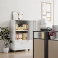 thumbnail image 2 of Gaeanet 1 Drawer Wide Lateral File Cabinet with Wheels & Lock,Metal Filing Storage Cabinet with Doors &,Shelf for Office,Home,School,Garage,Fit A4/Letter/Legal File,White,Required-Assembly, 2 of 11