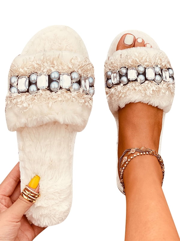 fluffy bridal slippers