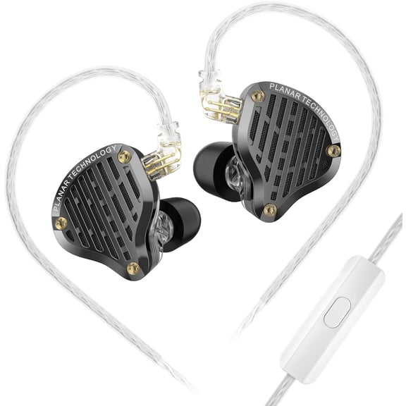KZ PR3 IEM Headphonen, KZ in Ear Monitor Earphone,13.2mm Planar Magnetic Driver in-Ear Wired Headphones, HiFi IEM Earphones Earbuds with Detachable Cable for Musicians (PR3-Black, with Microphone)