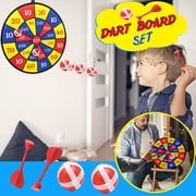 Cevemin 8 Inches Safe Dart Board Set with Hook Balls and Darts - Soft Lint Cloth Surface High-Grade Plastic Materials for Family Party Games Indoor Entertainment Gift Ideas