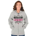 thumbnail image 4 of Country Strong Waiting For My Cowboy Womens Plus Size Graphic Zipper Hoodie Brisco Brands 5X, 4 of 5