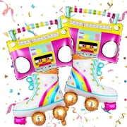 Retro Rollin' Party Pack - 4 Roller Skate & Boombox Balloons, 80s & 90s Skating Supplies, Back to the 80s Decor - Get the Party Rollin'!