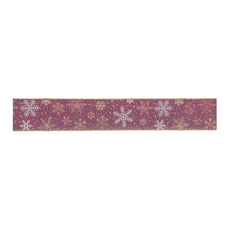Melrose Glittered Snowflake Wired Christmas Craft Ribbon - 2.5" x 10 Yards - Pink