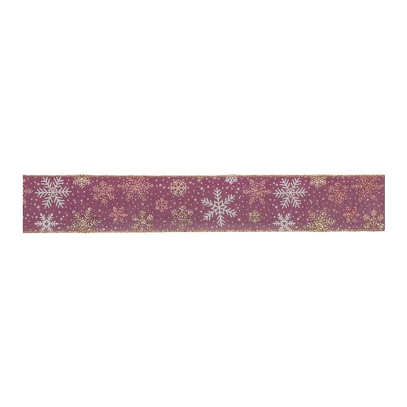 Melrose Glittered Snowflake Wired Christmas Craft Ribbon - 2.5" x 10 Yards - Pink