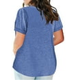 thumbnail image 3 of Yotami 2-Pack Women's V-Neck T-Shirt Plus Size Solid Color Blouse Short Sleeve Summer Lightweight Tshirt for Daily, Blue, 3 of 3