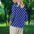 thumbnail image 4 of YUGYXL Womens Polk Dots T Shirts 3/4 Length Sleeve Crew Neck Tunic Tops Fall Clothes Winter Casual Loose Comfy Tops Blue S, 4 of 8