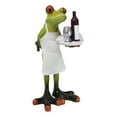 thumbnail image 3 of Green Toad Frog Butler Waiter With Wine Glass Bottle And Bread Tray Figurine 6"H, 3 of 8