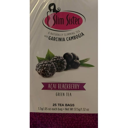 Acai Blackbery Naturally Slimming Green Tea With Garcinia Cambogia, Box Of 25 Tea Bags