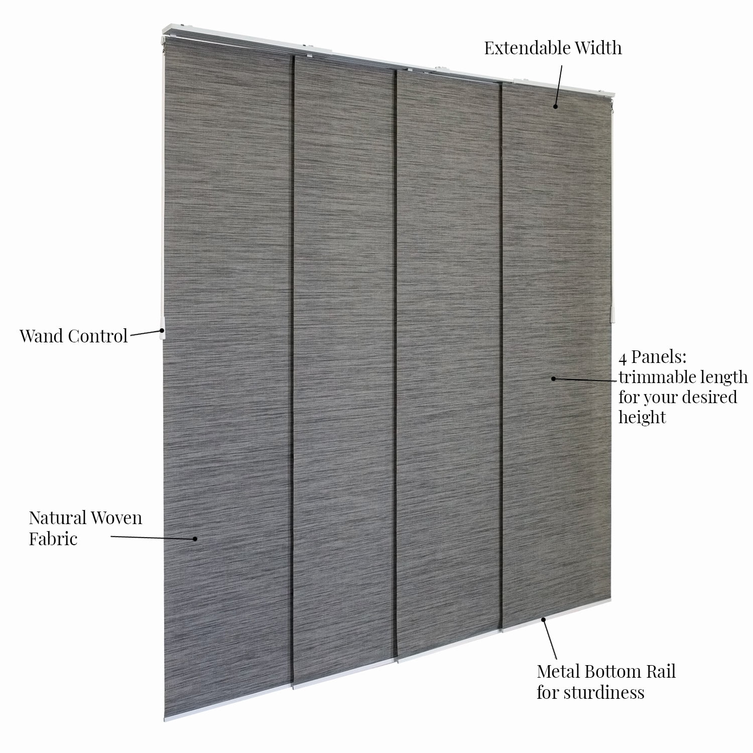 CHICOLOGY QUAD RAIL SLIDING PANEL Ice Gray (Light Filtering) W:46-86 x H:Up-to 96 inches