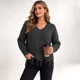 thumbnail image 6 of Fewfanhot Sweaters for Women Oversized Long Sleeve V Neck Ripped Cozy Warm Knitted Winter Pullover Sweaters, 6 of 8