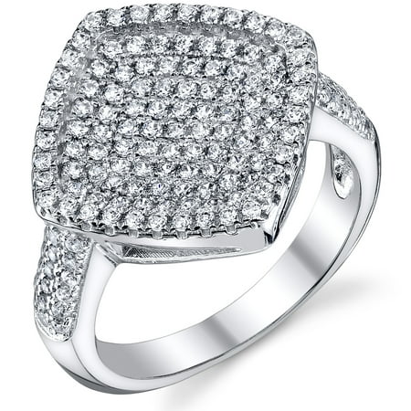 Peora Pave Set Engagement Ring in Rhodium-Plated Sterling Silver