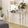 thumbnail image 4 of Wisfor Vanity Mirrored Console Table Entryway Storage Table Sofa Makeup Table, Silver 47.2"x12.6"x31.5", 4 of 13