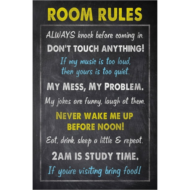 College Room Rules Poster Print
