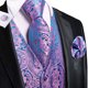 thumbnail image 2 of Chaleco de seda púrpura para boda para hombre, conjunto de gemelos y pañuelo entallado de Cachemira, chaleco sin mangas con cuello en V para fiesta, 2 of 5