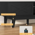 thumbnail image 4 of Wooden TV Stand for 55 65 70 inch TV, Long & Large TV Media Console Table with Storage Cabinets, Boho Farmhouse Entertainment Center for Living Room, Bedroom - Black, 4 of 16
