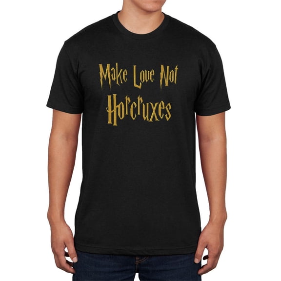Make Love Not Horcruxes Black Soft Adult T-Shirt - Small