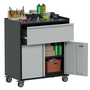 AOBABO Metal Tool Chest Cabinet with 1 Drawer,Garage Tool Cabinet on Wheels,Gray,Assembly Required