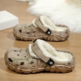 thumbnail image 3 of Clogs Slippers for Men Plush Fluffy Slip on Shoes Trendy Winter Hollow out Soft Sole Mules, 3 of 5