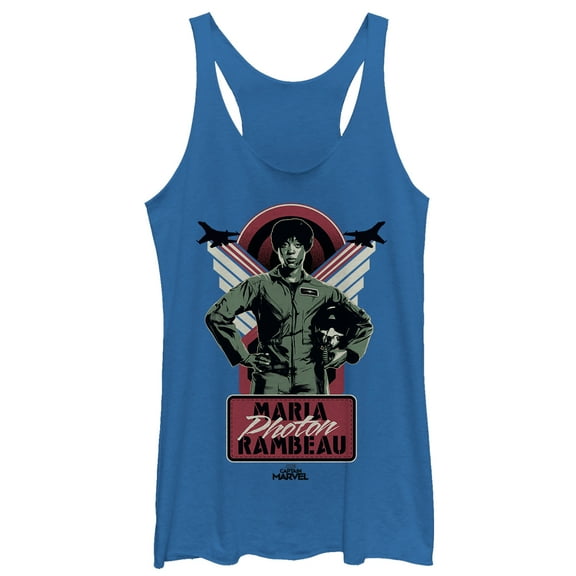 Women's Marvel Captain Marvel Best Friend Maria  Racerback Tank Top Royal Blue Heather Small