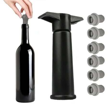 

Hariumiu Wine Saver Vacuum Pump with 6 Stoppers Easy Manual Operation Leak-Proof Silicone Seal Preserve Flavor Red Wine Preservation Kit for Most Bottles
