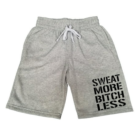 Men's Sweat More Bitch Less V126 Gray Fleece Jogger Sweatpants Gym Shorts