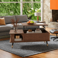 thumbnail image 6 of iooHug Lift Top Coffee Table, 39.37 Inch Mid‑Century Wood Grain Coffee Table with Hidden & Side Storage, Multi‑Functional Center Table for Living Room,Walnut, 6 of 7
