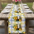 thumbnail image 4 of Lemon Basket Summer Table Runner 90 Inches, Eucalyptus Blue Yellow Plaid Bed Runner Dresser Scarves Tabletop for Indoor Outdoor Parties/Ceremony/Banquet, 13" x 90", 4 of 9