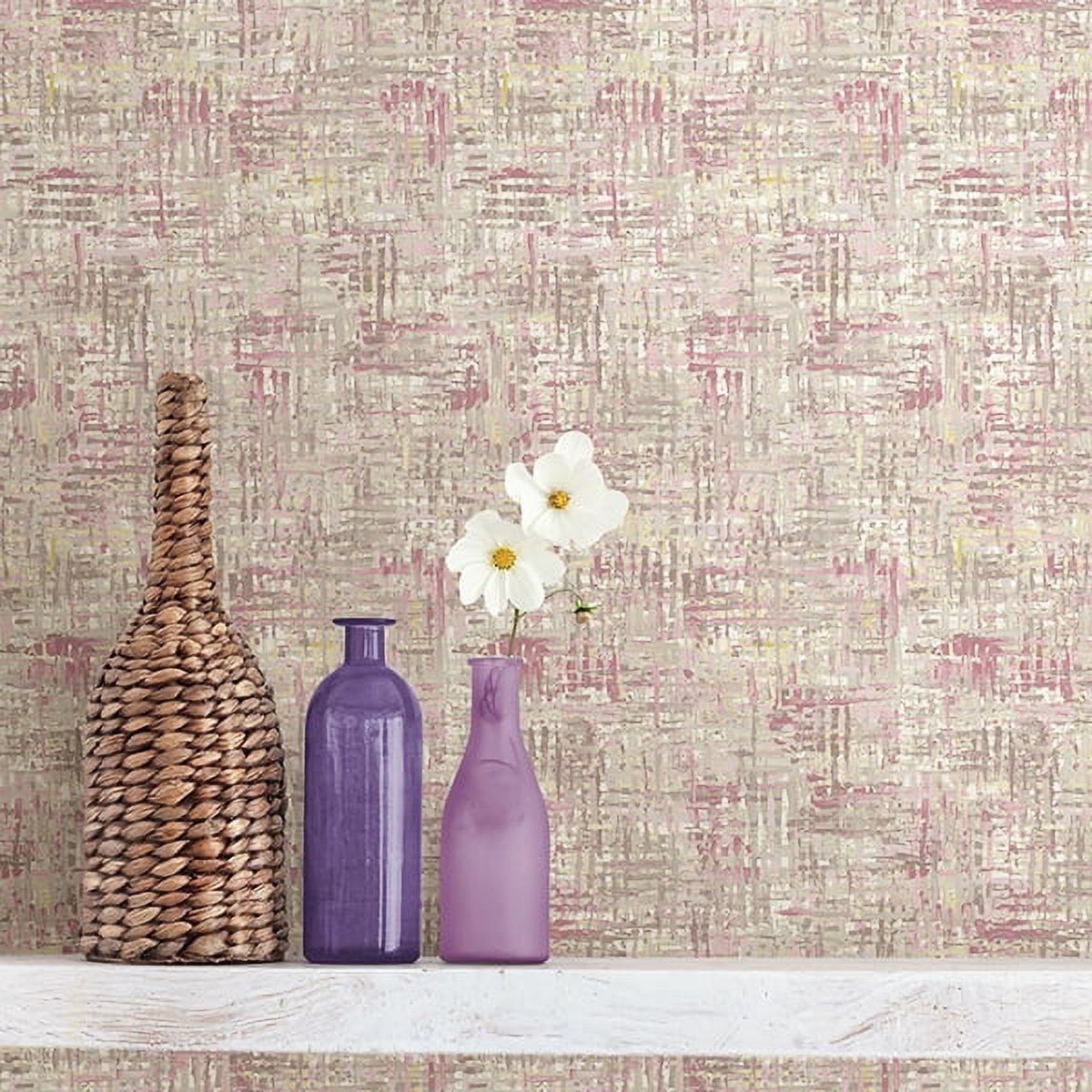 A-Street Prints Avalon Pink Weave Wallpaper, 20.5-in by 33-ft, 56.4 sq. ft