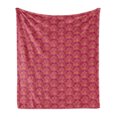 thumbnail image 1 of Oriental Soft Flannel Fleece Throw Blanket, Simplistic Themed Peaceful Pattern with Lotus Flowers, Cozy Plush for Indoor and Outdoor Use, 70" x 90", Magenta Sand Brown, by Ambesonne, 1 of 5