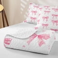 thumbnail image 4 of Manfei Pink Polka Dots Quilt Full For Girls,Watercolor Coquette Bow Print Full Bedspread Sets For Kids,3 Pieces, 4 of 7