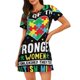 thumbnail image 1 of Fotbe I Love With Autism Bata de Dormir para Mujer con Estampado, Camisón de Algodón de Manga Corta, Ropa de Dormir Casual, 1 of 6