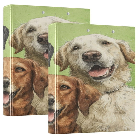 3 Ring Binder 1.5 inch Round Rings with Interior Pockets Binders Organizer Office School 2Pack Three Friendly Dogs