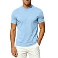 thumbnail image 5 of AKOEE Men's Summer T-Shirts Mock Crew Neck Soft Base Tee Short Sleeve Plain Tshirts Casual Tops Loose Fit (XL, Light Blue), 5 of 8