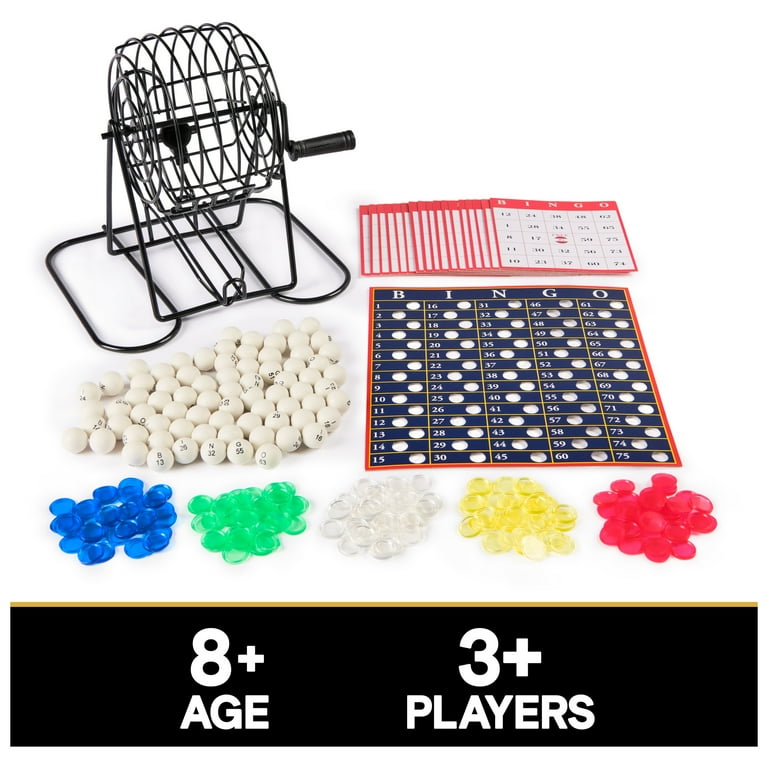 Ensemble de jeu de bingo à manivelle comprenant 1 cage de bingo et 50 balles de bingo verrouillables en métal avec glissière pour fête, réunion annuelle, carnaval, jeu de bingo