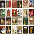 thumbnail image 2 of Cartel clásico de venta caliente de cerveza, plato de vino, letrero de hojalata, placa vintage, decoración de bar, cafetería, decoración de pared del hogar, pintura Shabby Chic YJ217, 2 of 5