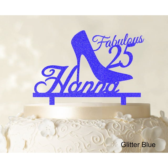 Custom Birthday Cake Topper Personalized Glitter Cake Topper Color Option Available 5-7 Inches Wide